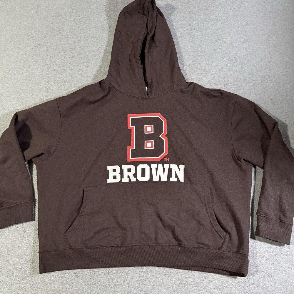 Official Women's Brown University Hooded Sweatshirt College Brown Size 1X Boxy